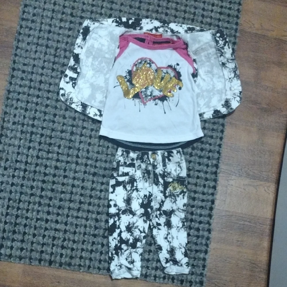 Apple Bottoms Pink and White Love Tee with Black Splatter Set - Picture 17 of 17
